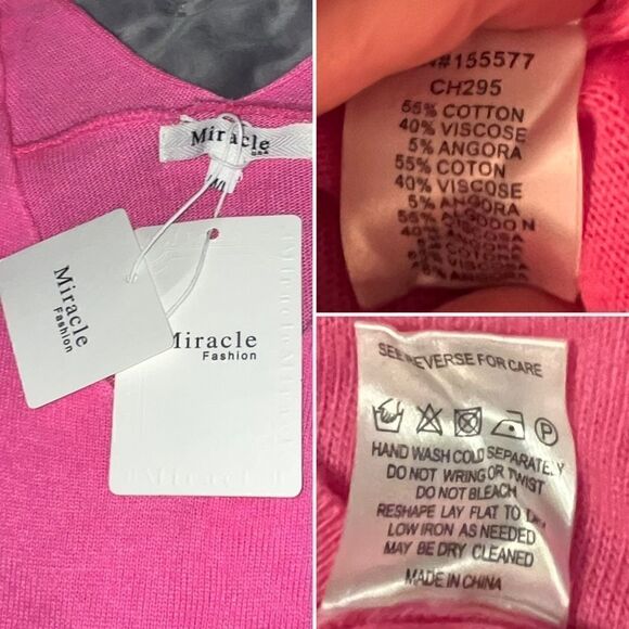 Red Dress Miracle I’ll Wait For You Relaxed Dolman Knit Sweater Top Pink ML - Picture 11 of 12